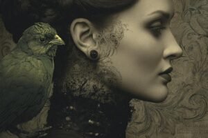 person standing alone in soft mist looking into distance calm introspective atmosphere