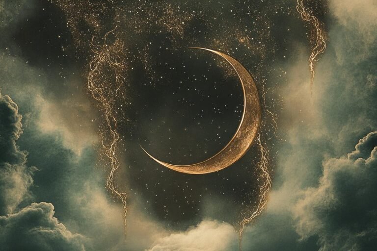 dark new moon night sky soft stars calm mystical atmosphere new beginnings