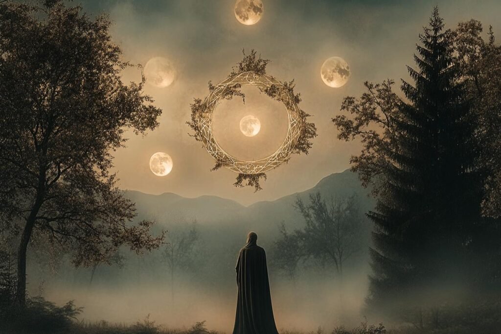 full moon ritual night candles soft glow emotional release calm atmosphere