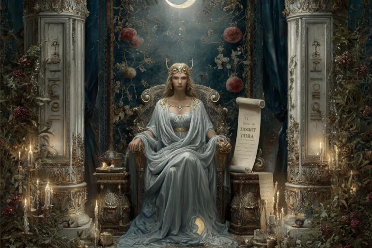 The High Priestess tarot card with mystical moonlight and intuitive spiritual atmosphere