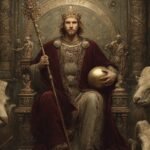 The Emperor tarot card from the Rider-Waite deck — a crowned ruler on a stone throne with ram heads, holding a scepter and orb, mountains in the background