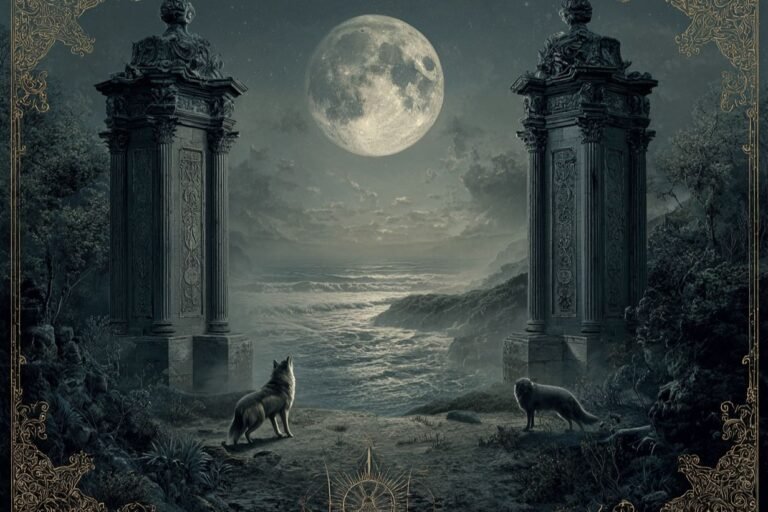 The Moon tarot card from the Rider-Waite deck showing a full moon over a winding path with a dog, wolf, and crayfish, symbolizing confusion, intuition, and unclear perception