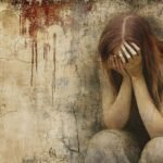 Kvinna sitter tyst med känslomässig tyngd och inre spänning, symbol för undertryckta känslor och osynligt inre tryck