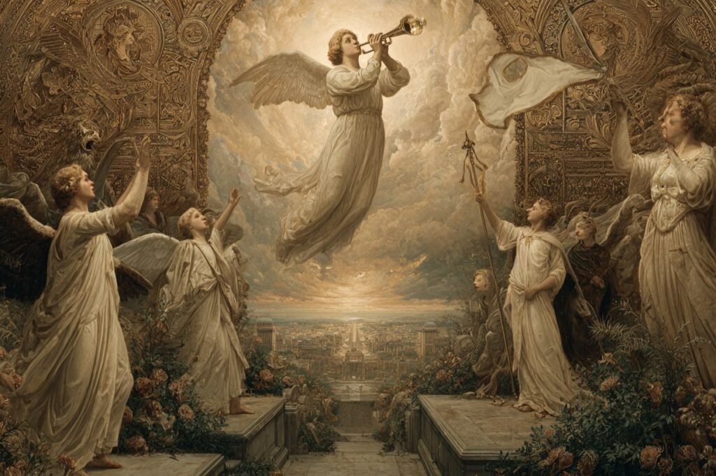 The Judgment tarot card from the Rider-Waite deck showing an angel with a trumpet over rising figures, symbolizing awakening, self-realization, and the moment of inner truth