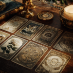 tarot cards reading mystical atmosphere candles and intuitive spiritual guidance